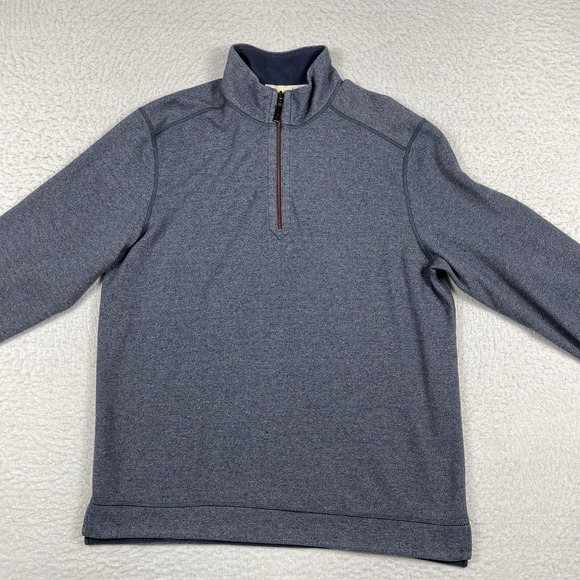 Tommy Bahama Pullover Mens Medium Blue‎ Reversible 1/4 Zip Preppy Golf Workwear - Picture 5 of 15